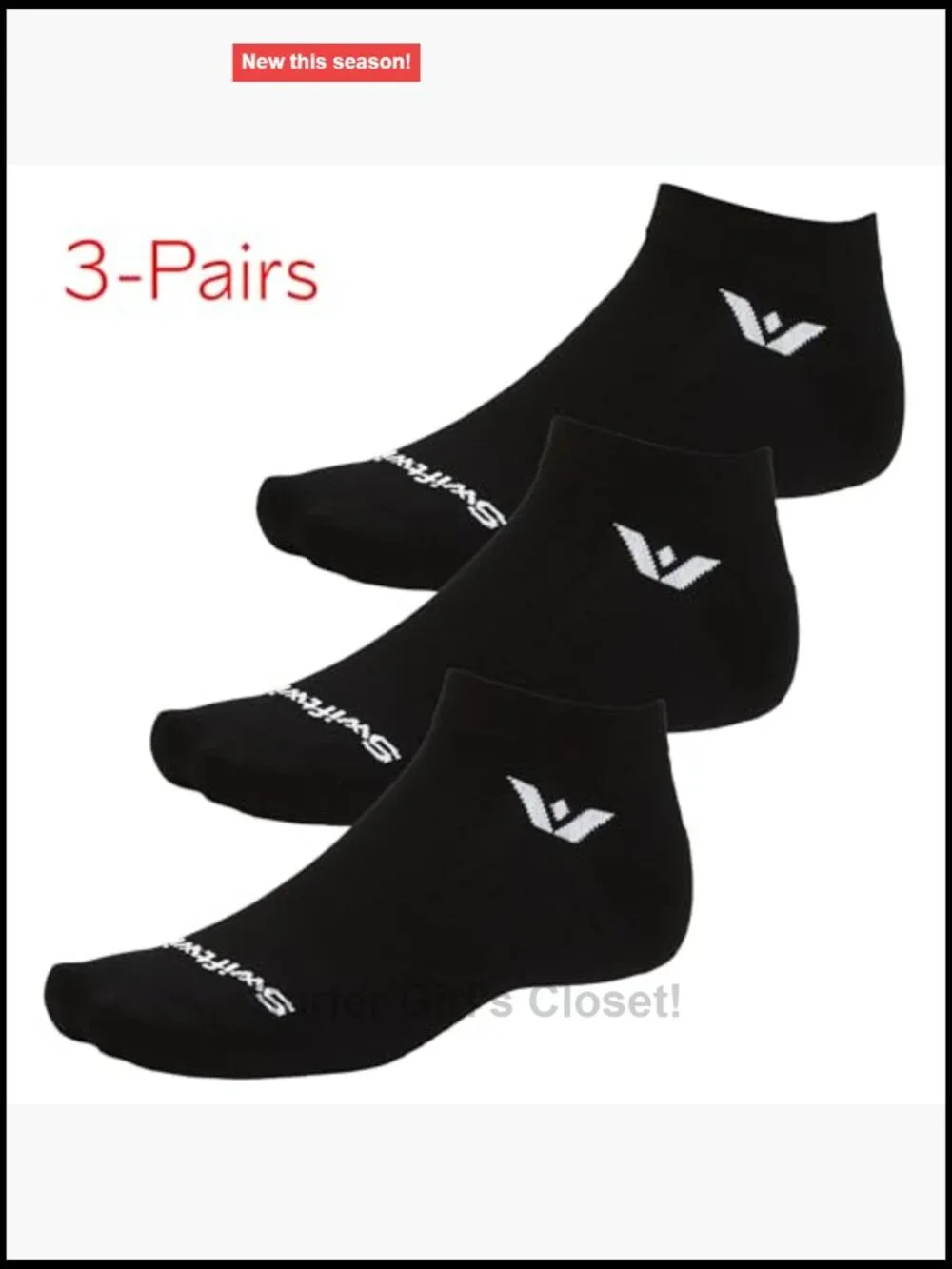 3 Pairs Ankle Running & Cycling Socks Moisture Wicking Non Slip Support